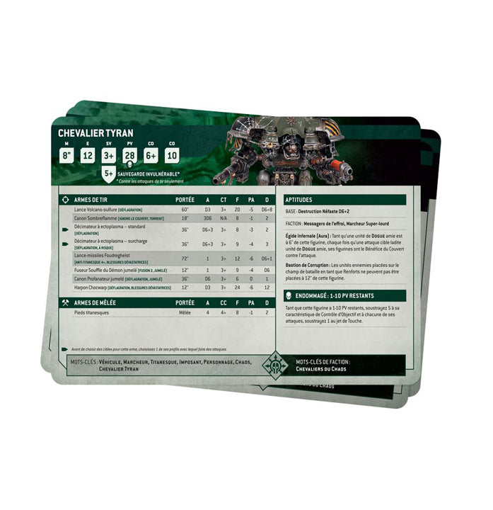 WH 40K - Chaos Knight - Cartes Techniques