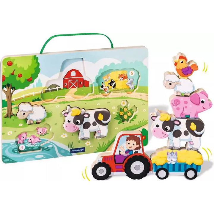 Ravensburger - Puzzle en bois aimanté: Apprendre à compter à la ferme