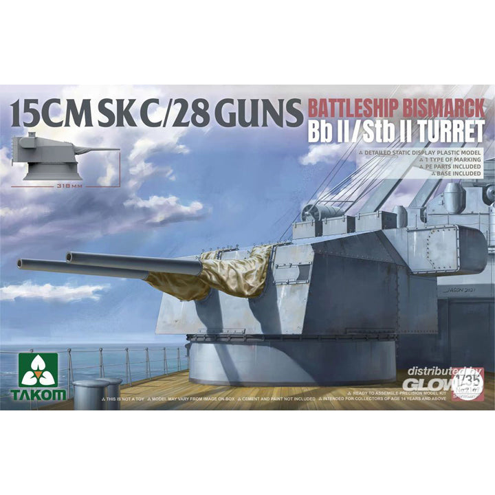 Maquette arme Tourelle 15CMSK C/28 GUNS BISMARCK Bb II / Stb II - 1/35