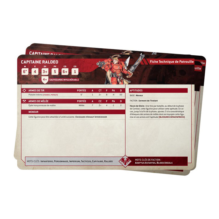 WH 40K - Blood Angels - Cartes Techniques