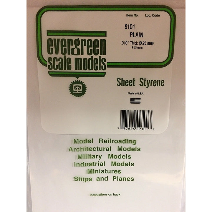 Evergreen - Plaques blanche 533x203x0,25 mm - Réf 9101