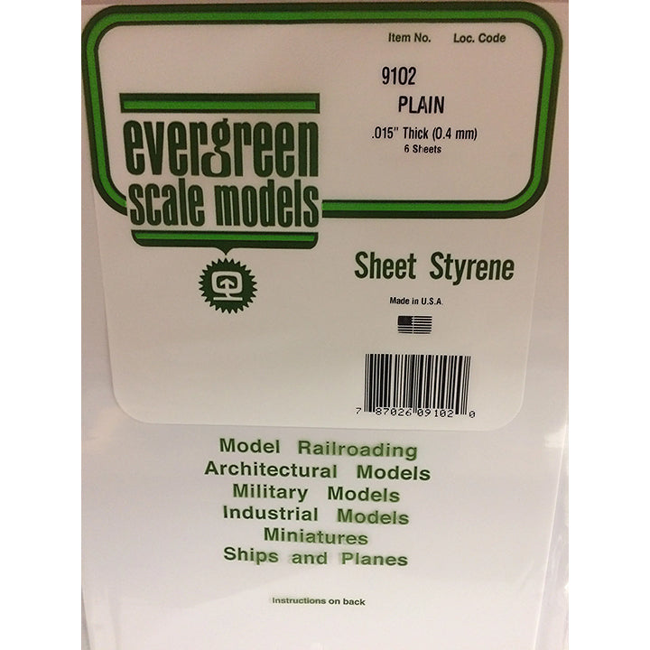 Evergreen - Plaques blanche 533x203x0,38 mm - Réf 9102
