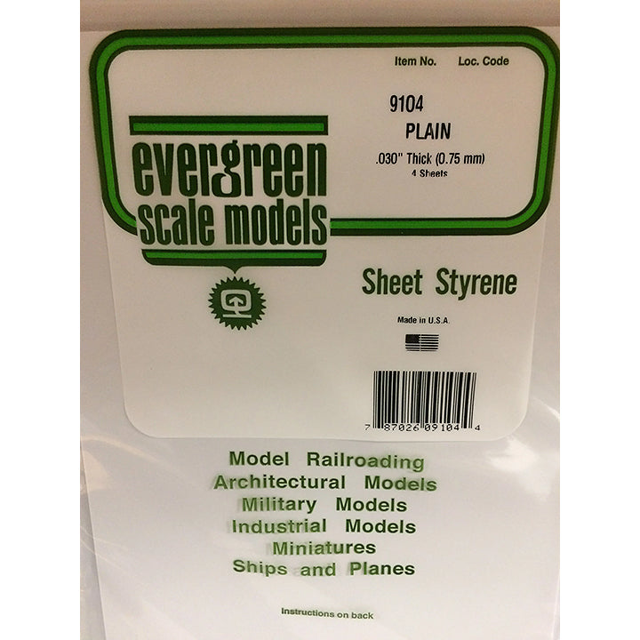 Evergreen - Plaques blanche 533x203x0,75 mm - Réf 9104