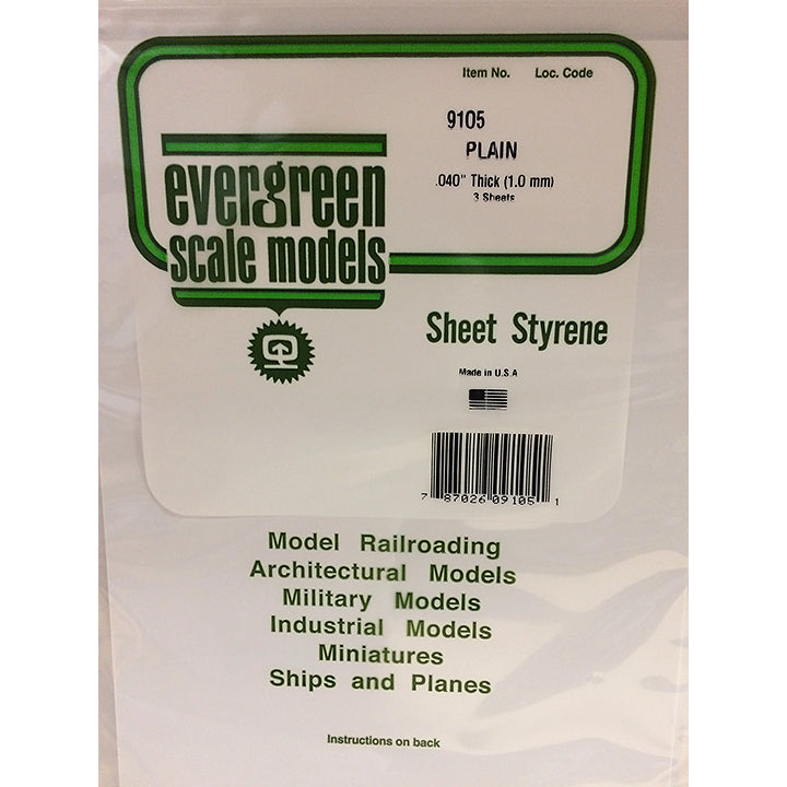 Evergreen - Plaques blanche 533x203x1 mm - Réf 9105