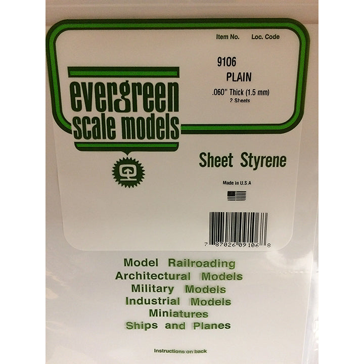 Evergreen - Plaques blanche 533x203x1,5 mm - Réf 9106