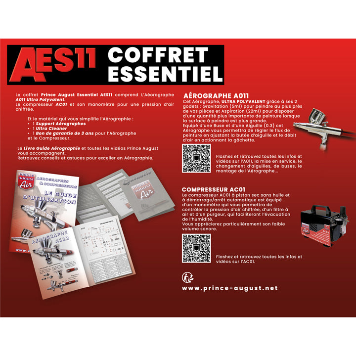 Coffret Aérographe Prince August - Essentiel - Réf AES11