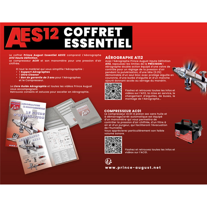 Coffret Aérographe Prince August - Essentiel - Réf AES12