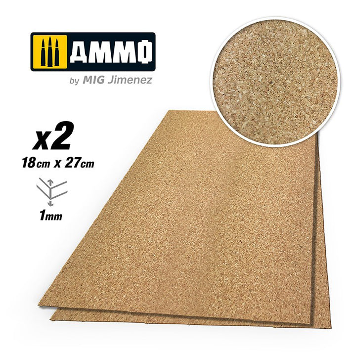 AMMO - Feuilles de liège grain fin (1mm) - 2 Pièces - Réf AMIG8835