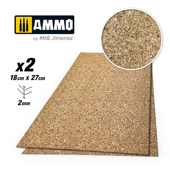 AMMO - Feuilles de liège grain moyen (2mm) - 2 Pièces - Réf AMIG8839