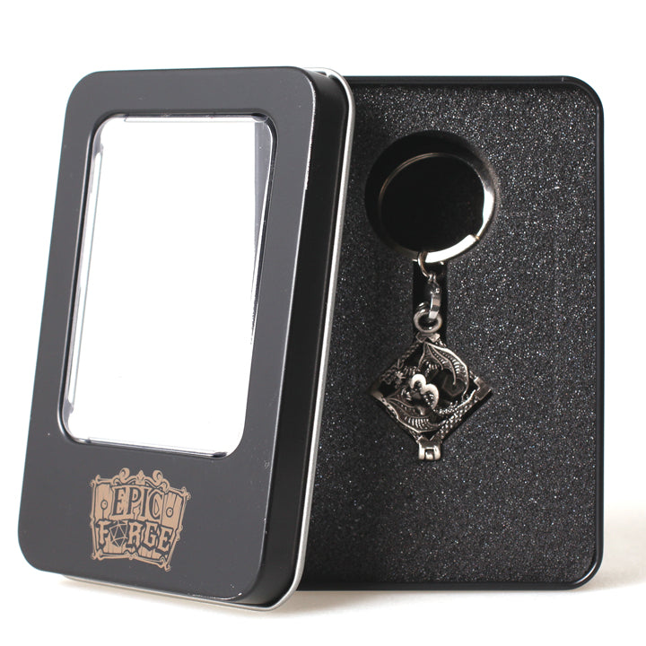 Dice Forge - Porte clé D6 Argent (Inclus 7 Mini dés métal)