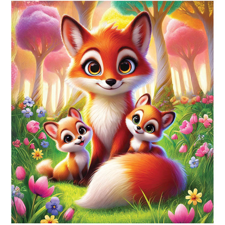 Wooden City - Puzzle Enfant Famille renard - 20 pièces