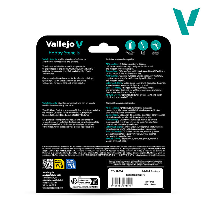 Vallejo - Pochoir - Digital Numbers - Réf ST-SF004
