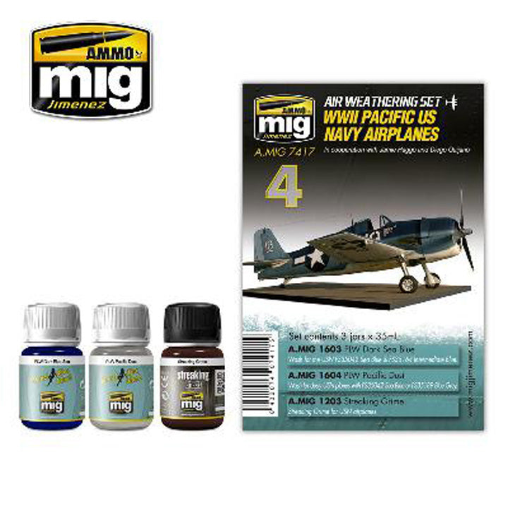 AMMO by MIG JIMENEZ - Set de lavis "Panel Line" et viellissement pour avions US Navy WWII  - AMIG7417
