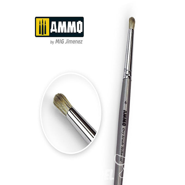 Pinceau Brosse brossage à sec "Drybrush" Ø6 - Réf AMIG8702
