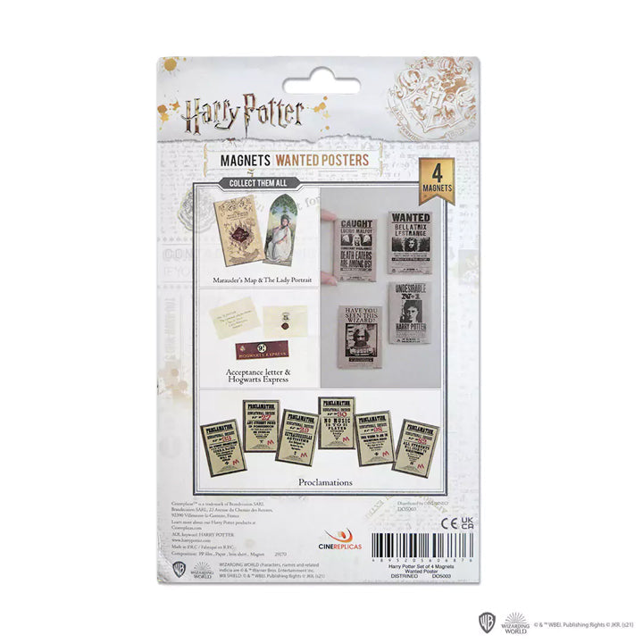 SET DE 4 MAGNETS - AFFICHES WANTED - HARRY POTTER