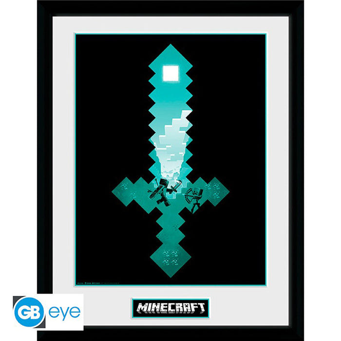 MINECRAFT - Tirage encadré "Épée de diamant" (30x40)