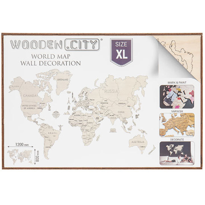 Wooden City - Carte du monde XL