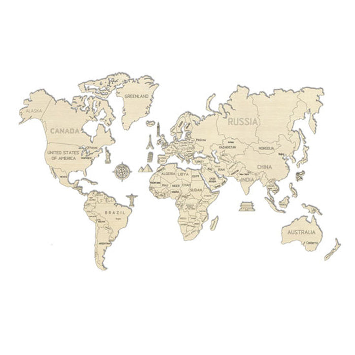 Wooden City - Carte du monde XL